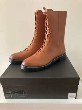 JCrew Gwen lug sole leather lace up boots
